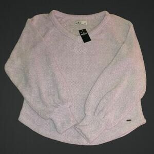 New Womens Soft & Fuzzy Lavender Hollister V-Neck Sweater Bell Sleeve SZ Small